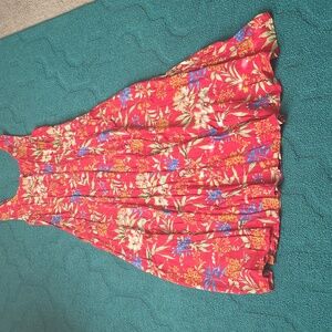 Floral Red Sleeveless Dress